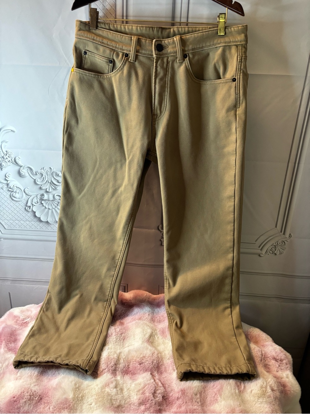 Caterpillar Fleece Lined Men’s Straight Leg Work Tan Pants, 34x32